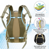 Outdoor-Rucksack mit 30 Liter Fassungsvermögen von Edelvetica, ideal für Wandern und Outdoor-Aktivitäten. Dieser robuste und funktionelle Rucksack bietet genügend Platz und Organisation für alle notwendigen Gegenstände. Er kombiniert Komfort mit langlebigem Design, geeignet für Abenteuer in der Natur.