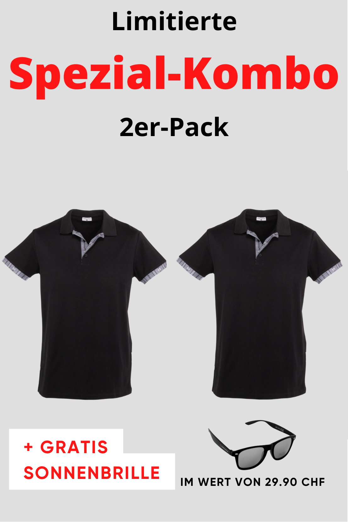 Herren 2er Kombo Edelweiss Polo + Gratis Brille