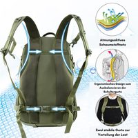 Outdoor-Rucksack mit 30 Liter Fassungsvermögen von Edelvetica, ideal für Wandern und Outdoor-Aktivitäten. Dieser robuste und funktionelle Rucksack bietet genügend Platz und Organisation für alle notwendigen Gegenstände. Er kombiniert Komfort mit langlebigem Design, geeignet für Abenteuer in der Natur.