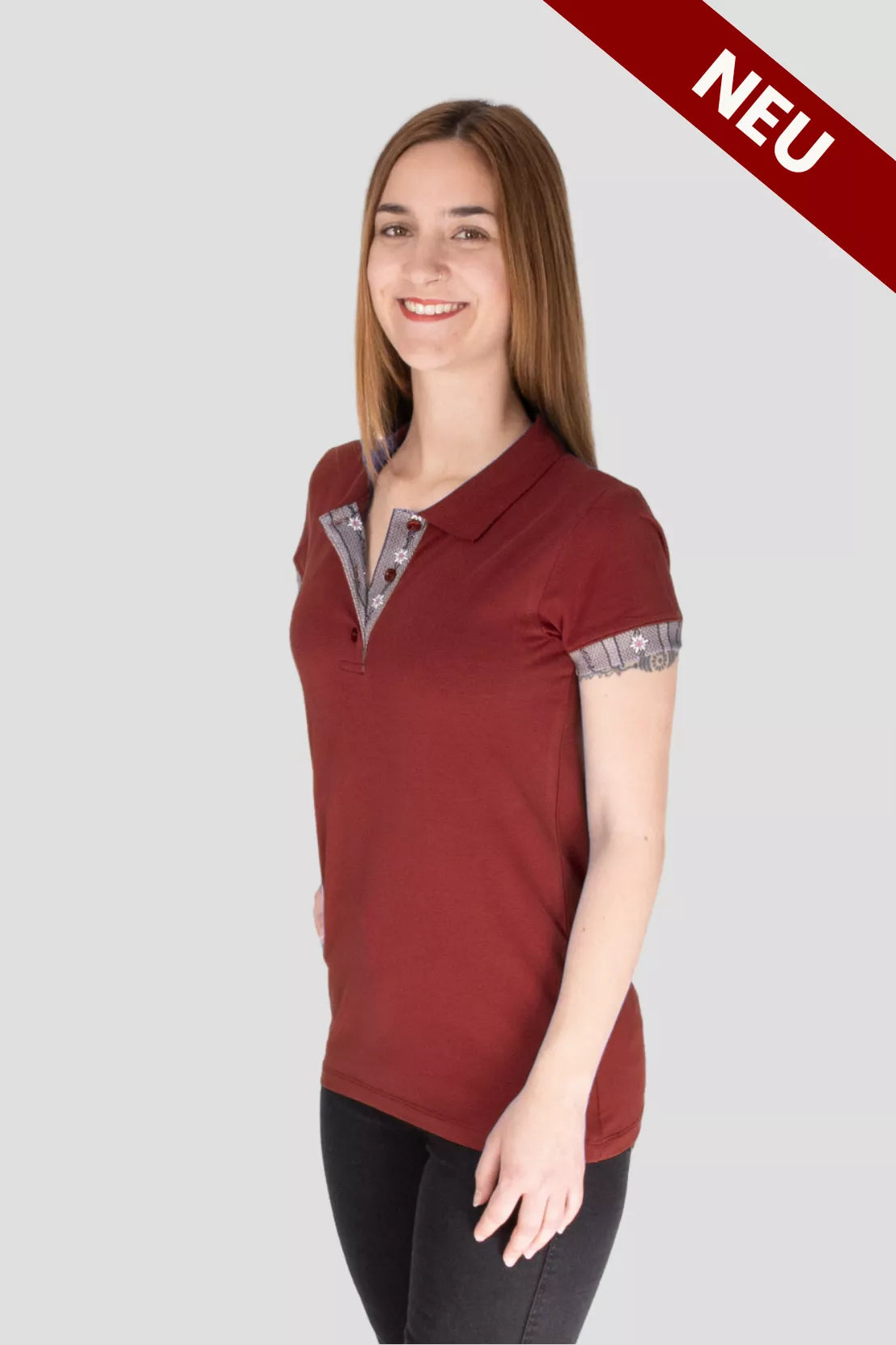 Polo Shirt Edelweiss Krageninnenseite & Armabschluss Damen