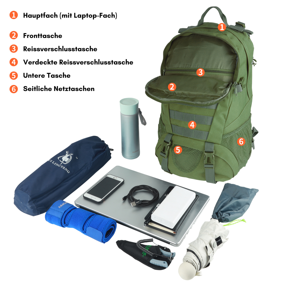 Outdoor-Rucksack mit 30 Liter Fassungsvermögen von Edelvetica, ideal für Wandern und Outdoor-Aktivitäten. Dieser robuste und funktionelle Rucksack bietet genügend Platz und Organisation für alle notwendigen Gegenstände. Er kombiniert Komfort mit langlebigem Design, geeignet für Abenteuer in der Natur.