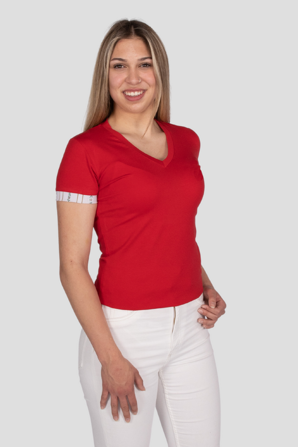 Edelweiss Original Damen T-Shirt in verschiedenen Farben mit einzigartigem Edelweiss-Design am Armabschluss von Edelvetica.