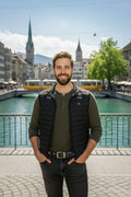 Edelvetica Gürtel Schwarz mit Goldenen Trachtenornamenten