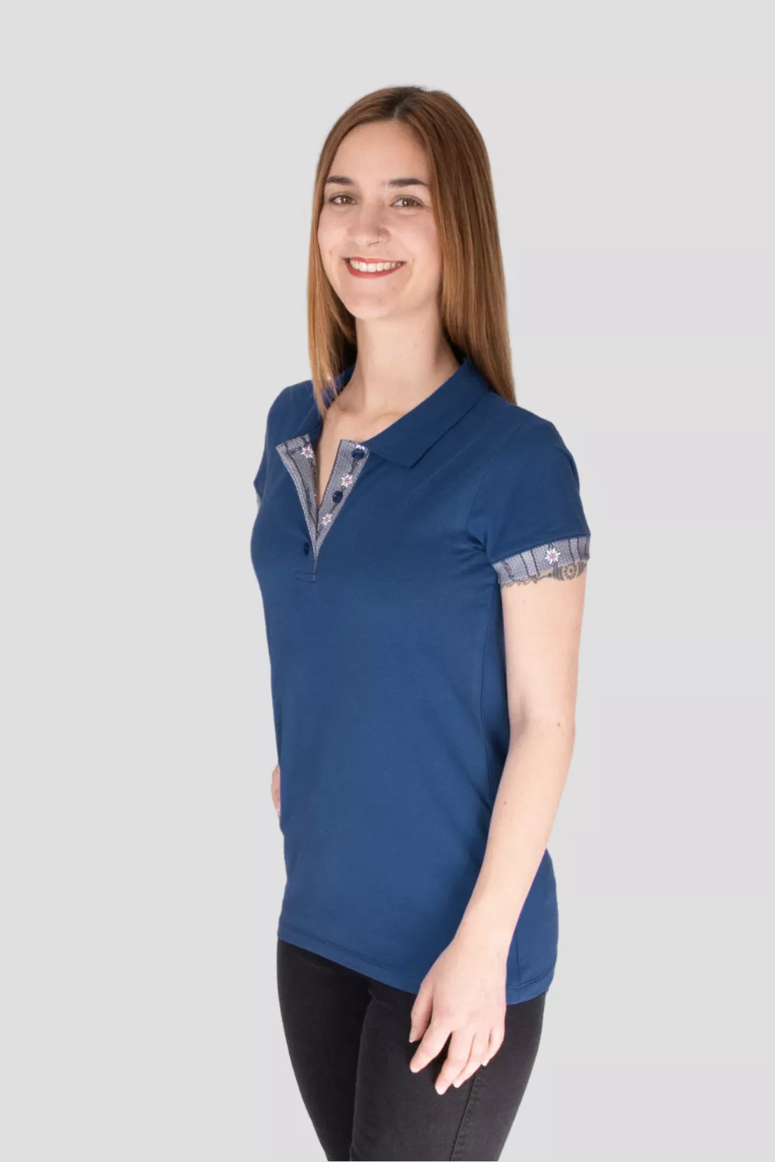 Polo Shirt Edelweiss Krageninnenseite & Armabschluss Damen