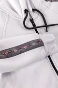 Damen-Sweatjacke mit Edelweiss-Muster, Kapuze und Taschen.