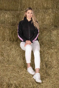Damen-Sweatjacke mit Edelweiss-Muster, Kapuze und Taschen.