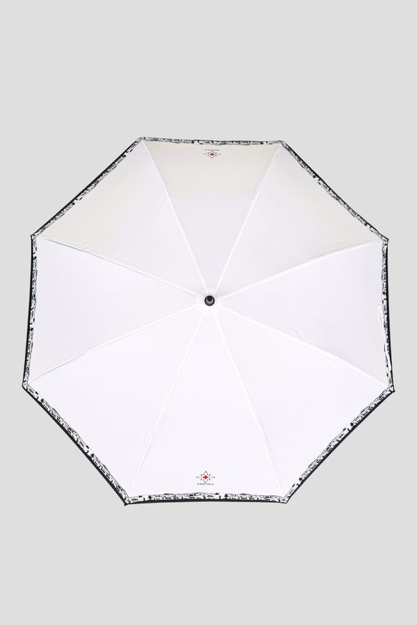 Edelvetica Scherenschnitt Design Regenschirm in Schwarz, Weiss und Rosa für vielseitige Anlässe