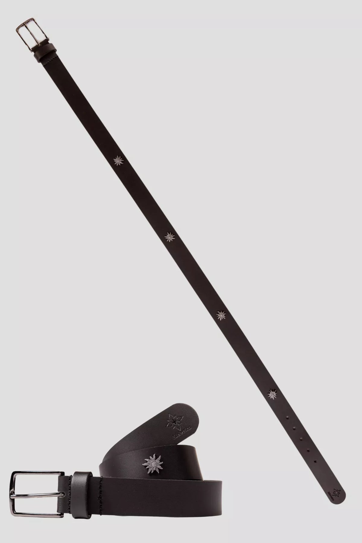 Edelvetica Gürtel in Schwarz mit Edelweiss Ornament