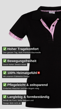 Polo Shirt Edelweiss Krageninnenseite & Armabschluss Damen