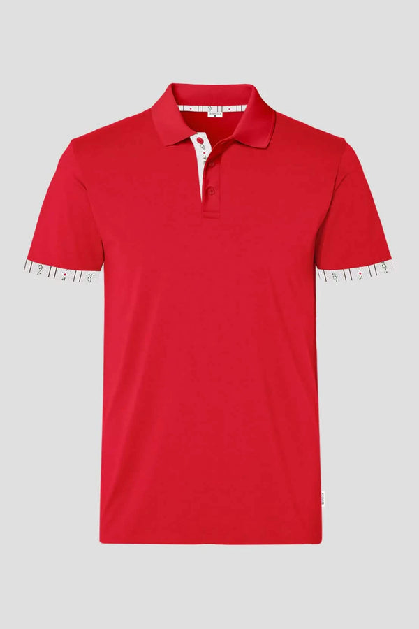 Herren Polo rot mit weissem Edelweiss am Arm und Kragen