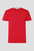 Herren T-Shirt rot mit weissem Edelweiss am Arm