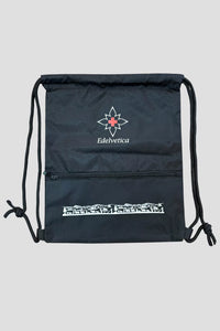 Sportbag Scherenschnitt Edelvetica – hochwertige schwarze Sporttasche mit Schweizer Scherenschnitt-Design, ideal für Freizeit, Arbeit und Sport.